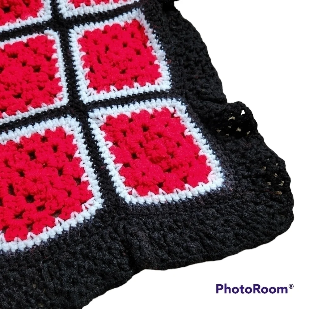 Vintage Granny Square Crochet Couch Blanket